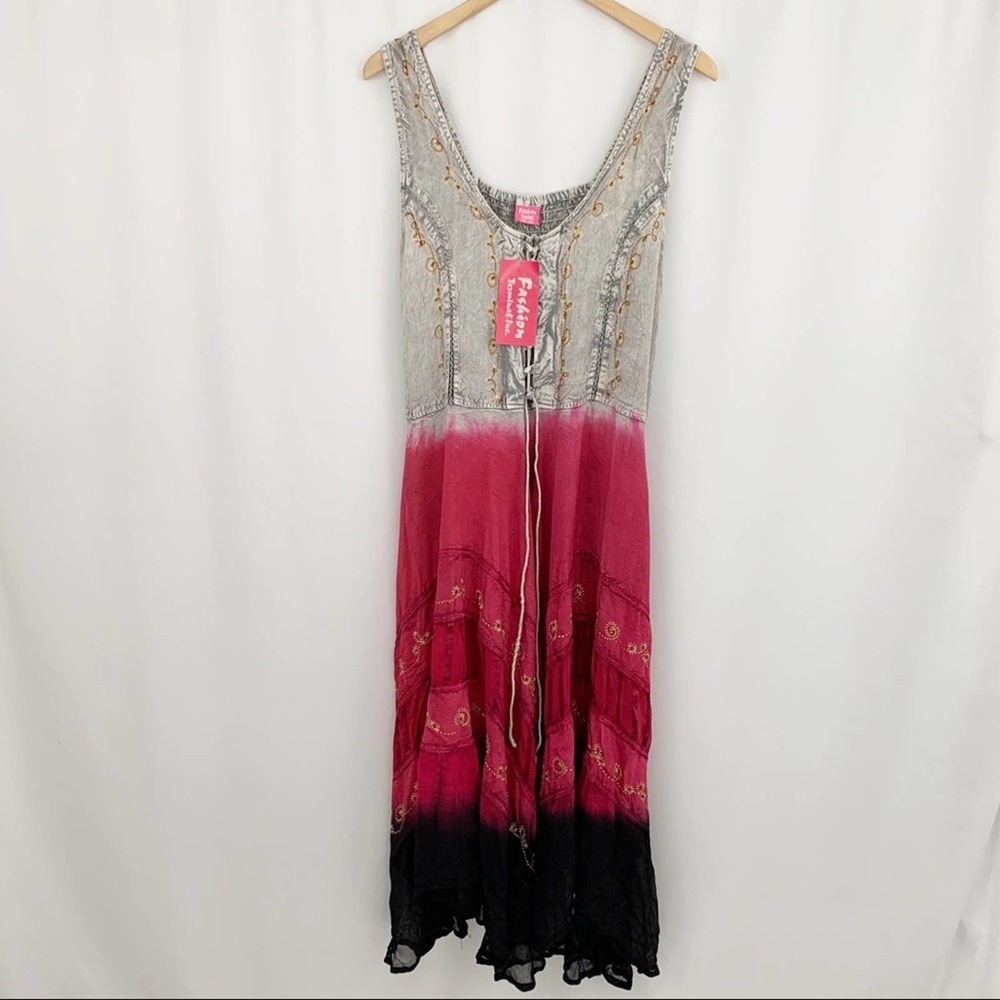 NWT Fashion Terminal Tie Dye Embroidered D…